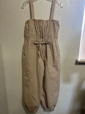 Gilli Beige Utility Jumpsuit with Drawstring Waist